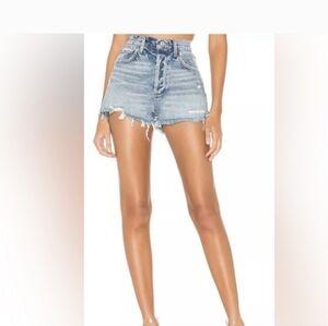 AGOLDE Jaden Shorts Size 27 High Rise Distressed Cut Off Button Fly Jean Denim
